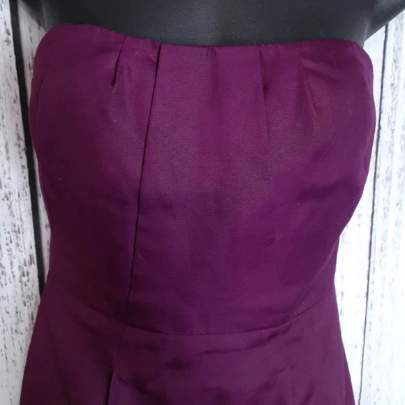 J.Crew Erica  strapless pleated mini cocktail dress w/ pockets in spiced wine - Picture 3 of 14